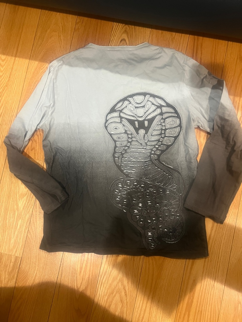 Roberto Class Cavalli brown baige Ombre Long-Sleeve Shirt with Cobra Motif